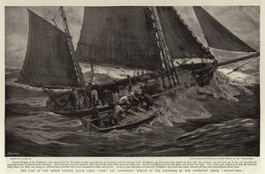 Az Elbe észak-német Llyod Liner elvesztése Lowestoftnál, a túlélők megmentése a Lowestoft Smack Wildflower által